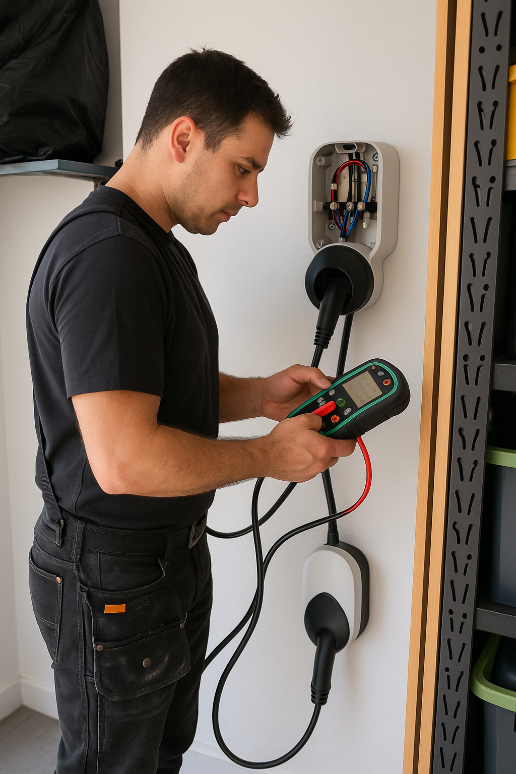 Single phase (7kw) EV charger installation 1 Single Phase 7kW EV Charger Installation – Aaron Wati installing Tesla charger in cabinet